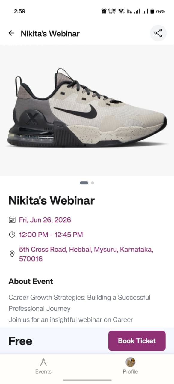 Attend Event Interface Mockup