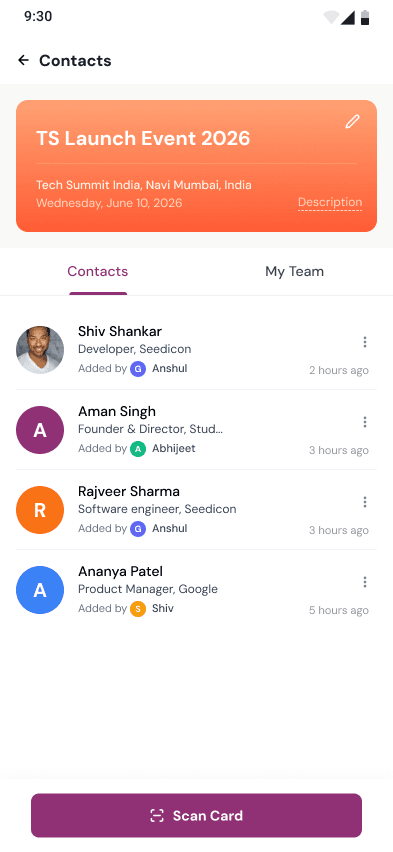 Contacts Space Screen